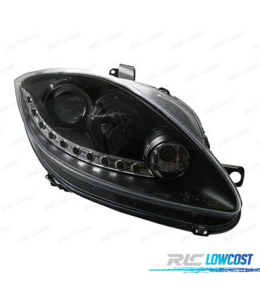 FARI SEAT LEON ALTEA TOLEDO 04-09 LUCE DIURNA A LED FONDO NERO