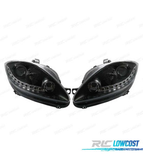 FARI SEAT LEON ALTEA TOLEDO 04-09 LUCE DIURNA A LED FONDO NERO