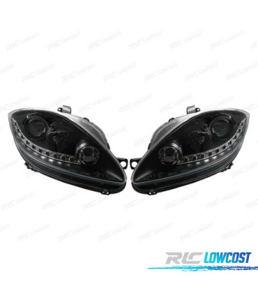 FARI SEAT LEON ALTEA TOLEDO 04-09 LUCE DIURNA A LED FONDO NERO