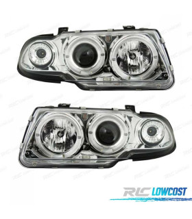 FARI PER OPEL ASTRA F 94-98 ANGEL EYES CROMATI FONDO H1-H1