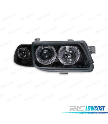 FARI PER OPEL ASTRA F 94-98 ANGEL EYES FONDO NERO H1-H7