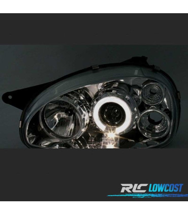 FARI PER OPEL CORSA B 93-00 ANGEL EYES FONDO CROMATO ELETTRICI.