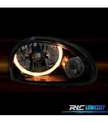 FARI PER OPEL CORSA B 93-00 ANGEL EYES FONDO NERO H4
