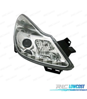 FARI PER OPEL CORSA D 06-10 LUCE DIURNA A LED FONDO CROMATO