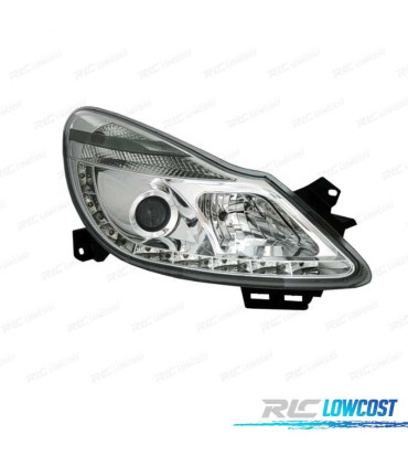 FARI PER OPEL CORSA D 06-10 LUCE DIURNA A LED FONDO CROMATO