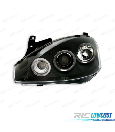 FARI PER OPEL CORSA C 00-06 ANGEL EYES FONDO NERO H1-H1