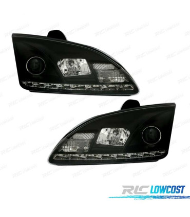 FARI PER FORD FOCUS 04-08 LUCE DIURNA REALE SFONDO NERO