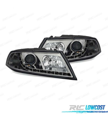 FARI PER SKODA OCTAVIA 05-08 LUCE DIURNA A LED FONDO CROMATO
