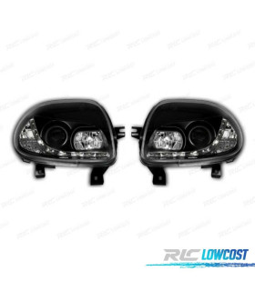 FARI PER RENAULT CLIO 98-01 LUCE DIURNA A LED FONDO NERO