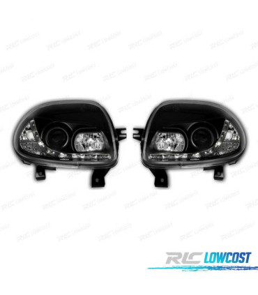 FARI PER RENAULT CLIO 98-01 LUCE DIURNA A LED FONDO NERO