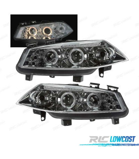 FARI PER RENAULT MEGANE 02-05 ANGEL EYES LED FONDO CROMATO
