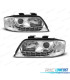 FARI PER AUDI A6 4B 01-04 LUCE DIURNA A LED FONDO CROMATO