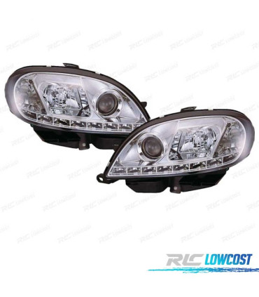 FARI PER CITROEN SAXO 99-04 LUCE DIURNA A LED FONDO CROMATO