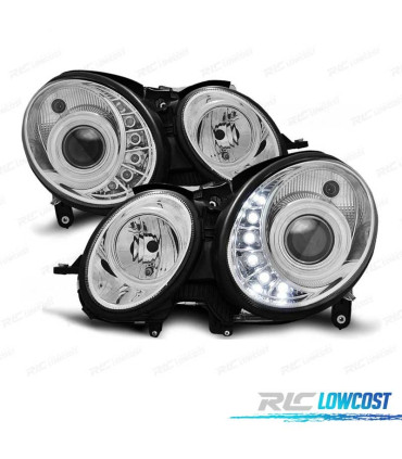 FARI MERCEDES CLASSE E W211 06-09 LUCE DIURNA FONDO CROMATO