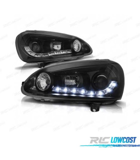 FARI VOLKSWAGEN VW GOLF MK5 03-08 FONDO NERO LUCE DIURNA A LED