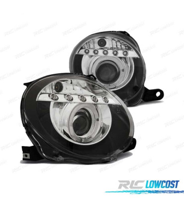 FARI FIAT 500 07-15 LUCE DIURNA OCCHI ANGELLO FONDO NERO