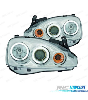 FARI OPEL CORSA C 00-06 OCCHI ANGELI CCFL FONDO CROMATO