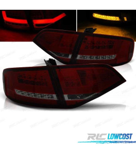 FANALI AUDI A4 B8 07-11 LIGHT BAR ROSSO AFFUMICATO