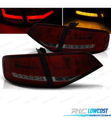 FANALI AUDI A4 B8 07-11 LIGHT BAR ROSSO AFFUMICATO