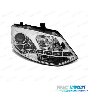 FARI VOLKSWAGEN VW POLO 6R 10-14 LUCE DIURNA FONDO CROMATO