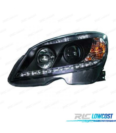 FARI MERCEDES CLASSE C W204 07-11 LUCE DIURNA FONDO NERO