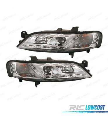 FARI OPEL VECTRA B 99-02 LUCE DIURNA LED FONDO CROMATO