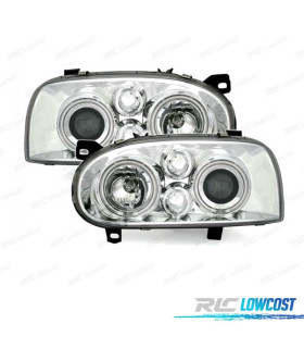 FARI VOLKSWAGEN VW GOLF MK3 91-97 LOOK ANGEL EYES MK4 FONDO CROMATO