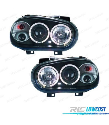 FARI PER VOLKSWAGEN VW GOLF 4 CCFL ANGEL EYES FONDO NERO 97-03