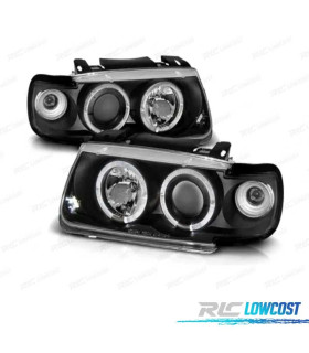 FARI PER VOLKSWAGEN VW POLO 6N 94-99 ANGEL EYES FONDO NERO MAN.
