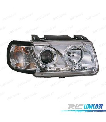 FARI VOLKSWAGEN VW POLO 6N 94-99 LUCE DIURNA FONDO CROMATO