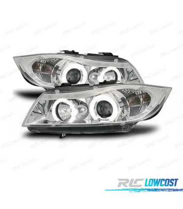 FARI BMW E90 91 05-08 OCCHI ANGELI FONDO CROMATO
