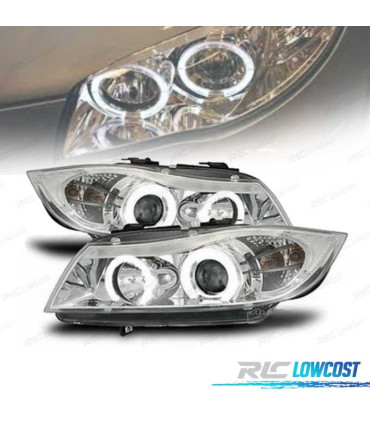 FARI BMW E90 91 05-08 OCCHI ANGELI FONDO CROMATO