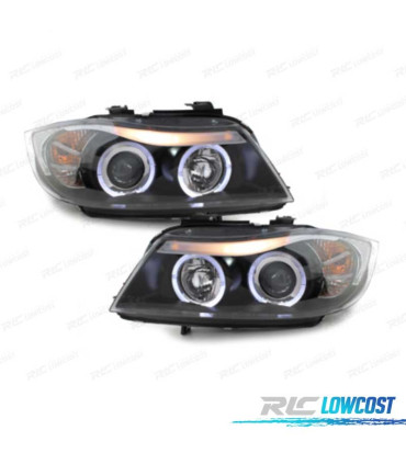 FARI BMW E90 91 05-08 OCCHI ANGELI SFONDO NERO