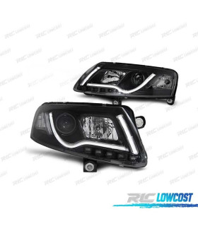 FARI XENON PER AUDI A6 4F 04-08 LUCE DIURNA REAL TUBE LIGHT FONDO NERO