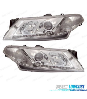 FARI RENAULT LAGUNA 01-05 LUCE DIURNA A LED FONDO CROMATO
