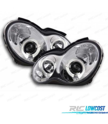 FARI MERCEDES CLASSE C W203 00-07 ANGEL EYES CCFL FONDO CROMATO