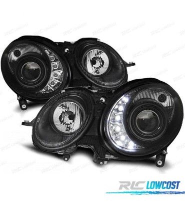 FARI MERCEDES CLASSE E W211 02-06 LUCE DIURNA SFONDO NERO