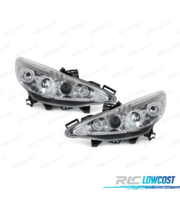 FARI PEUGEOT 207 06-12 OCCHI ANGELICI FONDO CROMATO