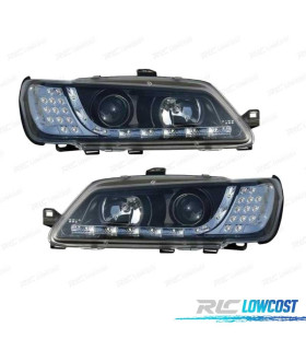 FARI PEUGEOT 306 97-01 LUCE DIURNA A LED FONDO NERO
