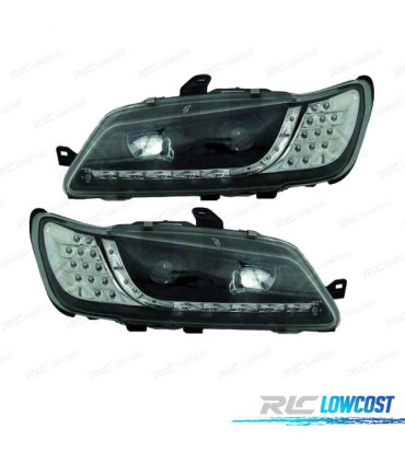FARI PEUGEOT 306 97-01 LUCE DIURNA A LED FONDO NERO