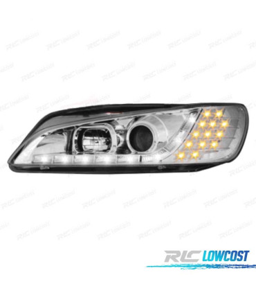 FARI PEUGEOT 306 97-01 LUCE DIURNA A LED FONDO CROMATO