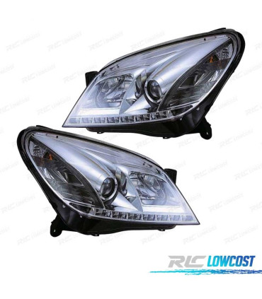 FARI OPEL ASTRA H 04-09 LUCE DIURNA LED FONDO CROMATO