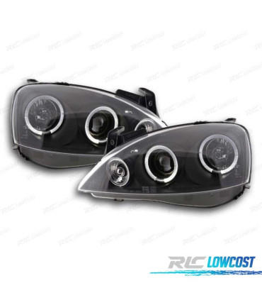 FARI PER OPEL CORSA C 00-06 ANGEL EYES LED FONDO NERO