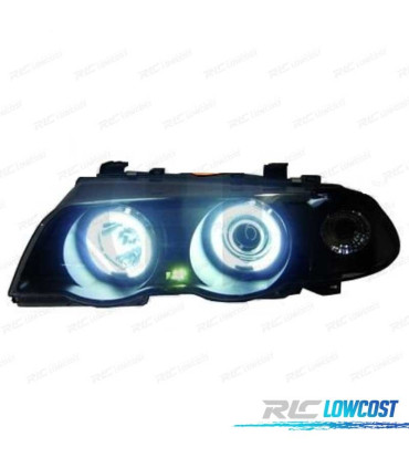 FARI BMW E46 4 PORTE 98-01 ANGEL EYES CCFL FONDO NERO H1 H1