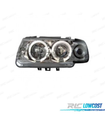FARI PER VOLKSWAGEN VW POLO 6N 94-99 ANGEL EYES FONDO CROMATO MAN.