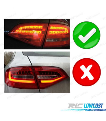 FANALI A LED DINAMICI AUDI A4 B8 09-13 AVANT ROSSO FUMÉ CARDNA TUBELIGHT