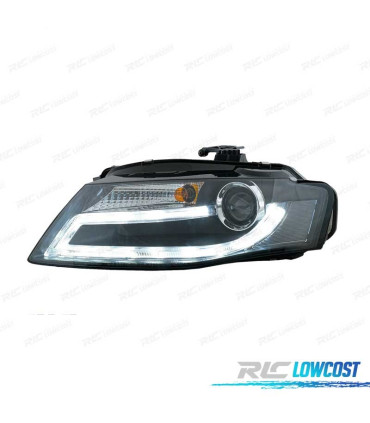 FARI AUDI A4 B8 07-11 LUCE DIURNA LED DRL SFONDO NERO