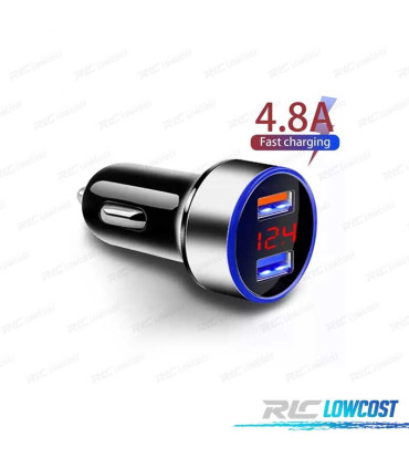 CARICATORE ACCENDISIGARI USB DOPPIO LCD 4.8 A CARICA VELOCE