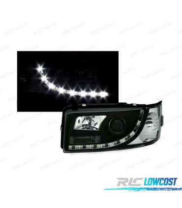 FARI VOLKSWAGEN VW T4 TRANSPORTER 90-03 LUCE DIURNA LED FONDO NERO