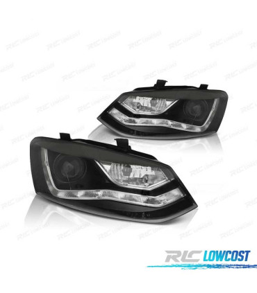 FARI VOLKSWAGEN VW POLO 6R 10-14 LUCE DIURNA FONDO NERO